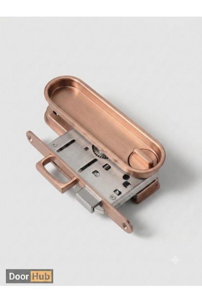 Rose Gold Sliding Door Handle Set – Telescopic Lock for Wooden & Aluminium Doors
